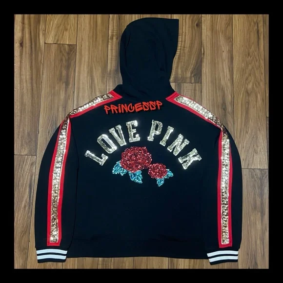 PINK VS 2017 FASHION SHOW BLING ROSES HOODIE AND JOGGERS SET - Picture 3 of 11